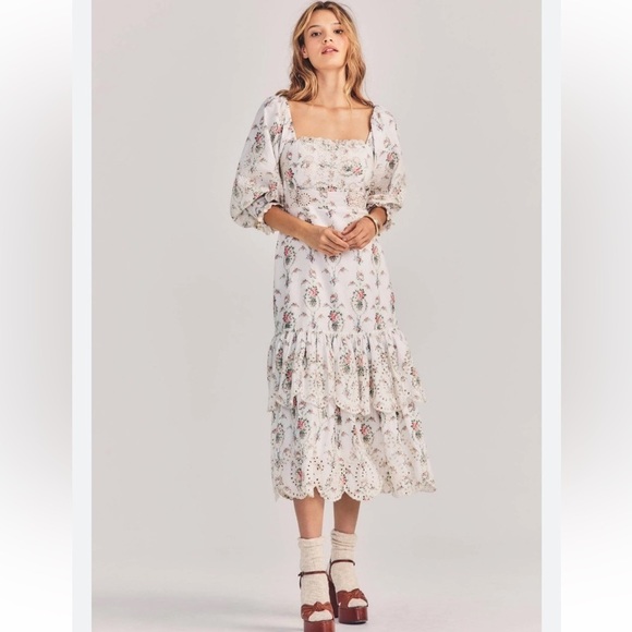 LoveShackFancy Toulon Eyelet Ruffle Dress NWT - Picture 4 of 16